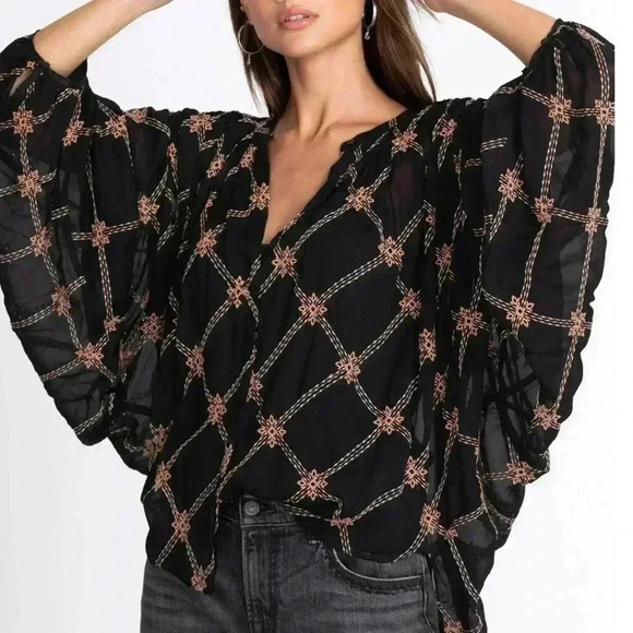 Johnny Was Iman Embroidered button down blouse s/m - Picture 3 of 9